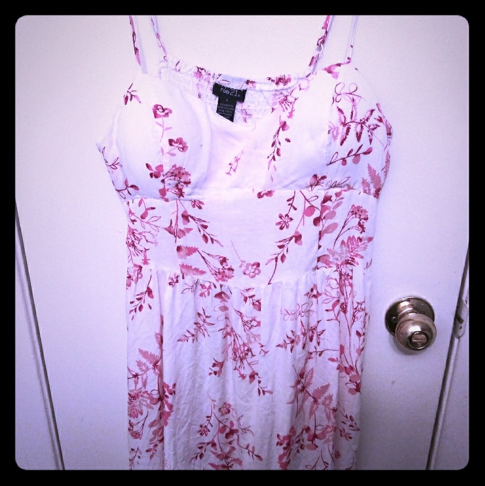 White dress with pink flowers
